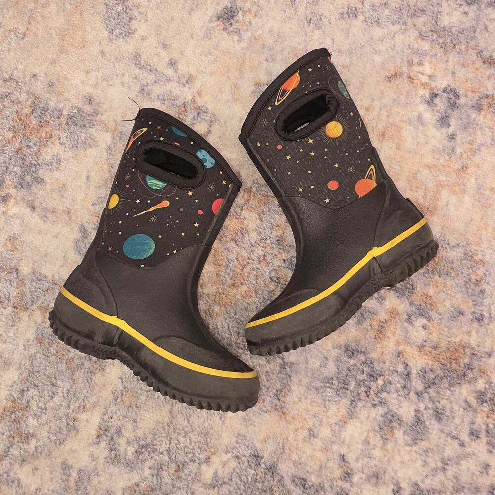Lone Cone Boots Kids Size 7 Black MudBoot Space Planets Waterproof Winter Snow - Picture 6 of 13